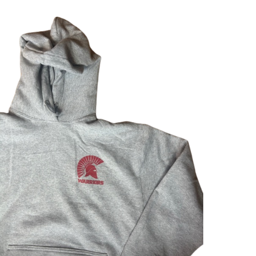 Light Gray Hoodie with Red Warrior Logo