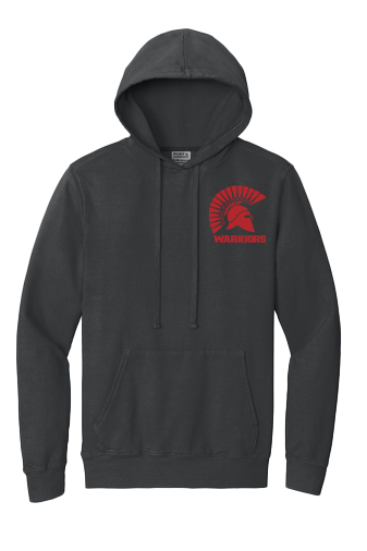 Gray Hoodie with Red Warrior Logo