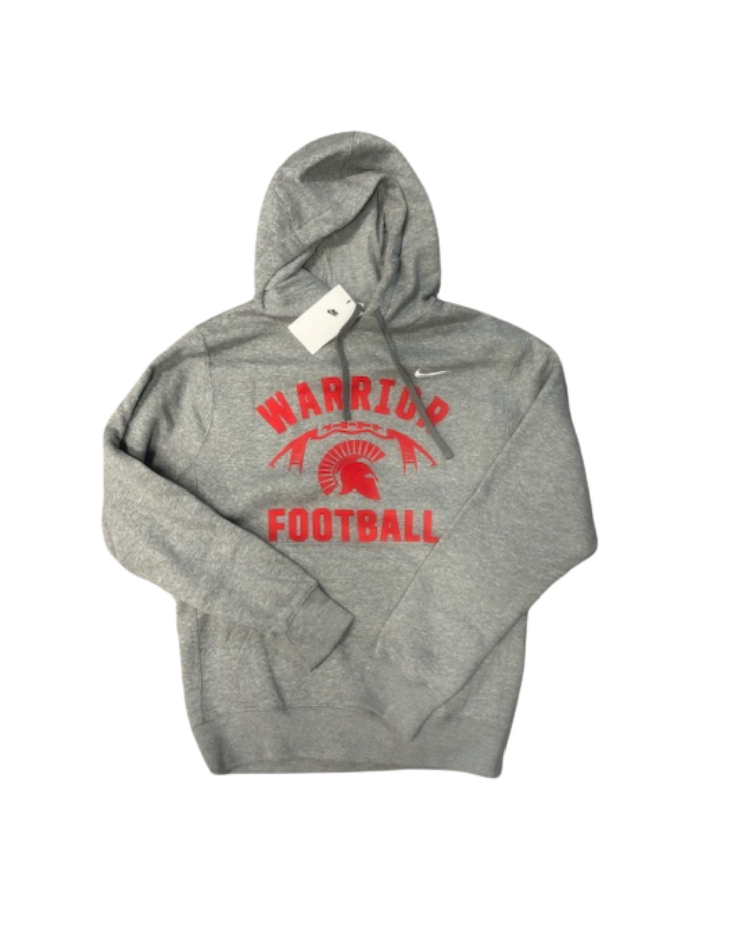 Nike Football Pullover Fleece Hoodie Grey w/Red