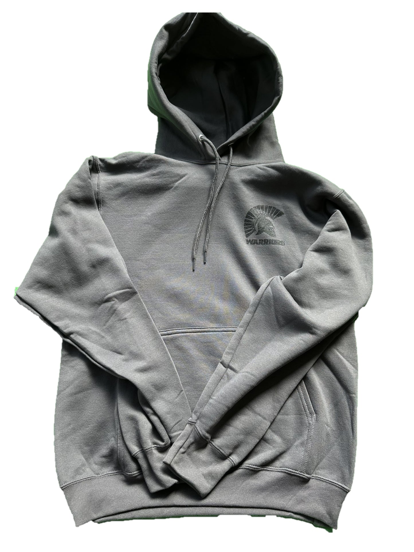 Gray Hoodie with Black Warrior Logo