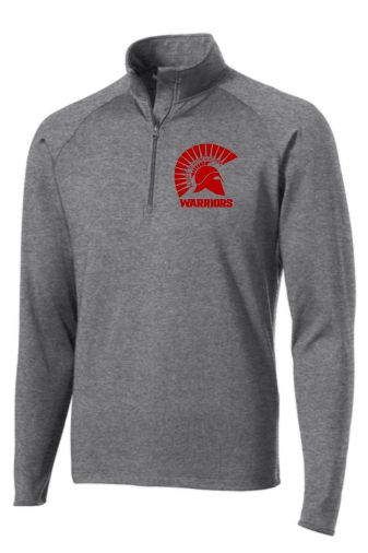 Grey 1/4 Zip Stretch Pullover with Red Warriors