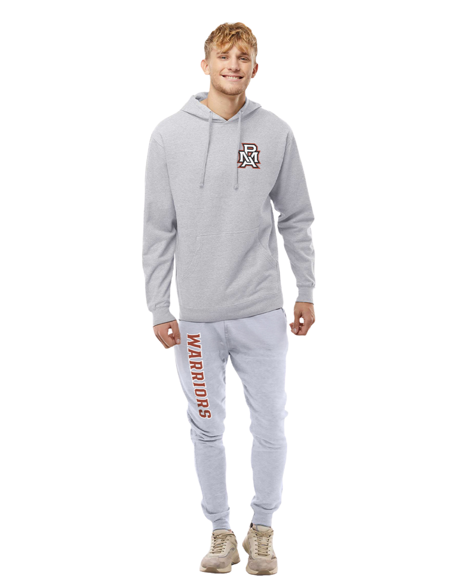 Warriors Grey Stacked Hoodie Sweatshirt