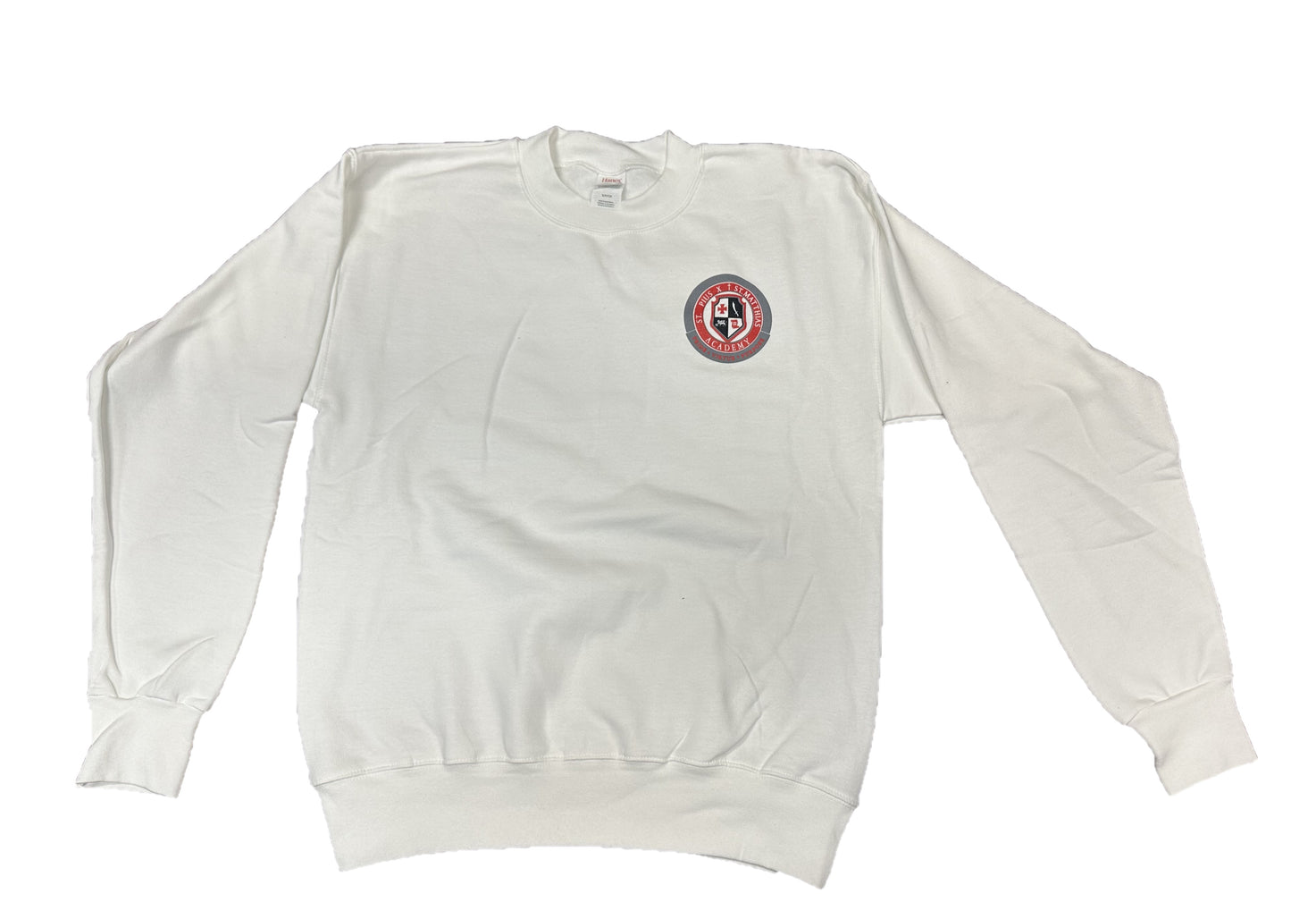 White Crew Neck Sweater with PMA Seal