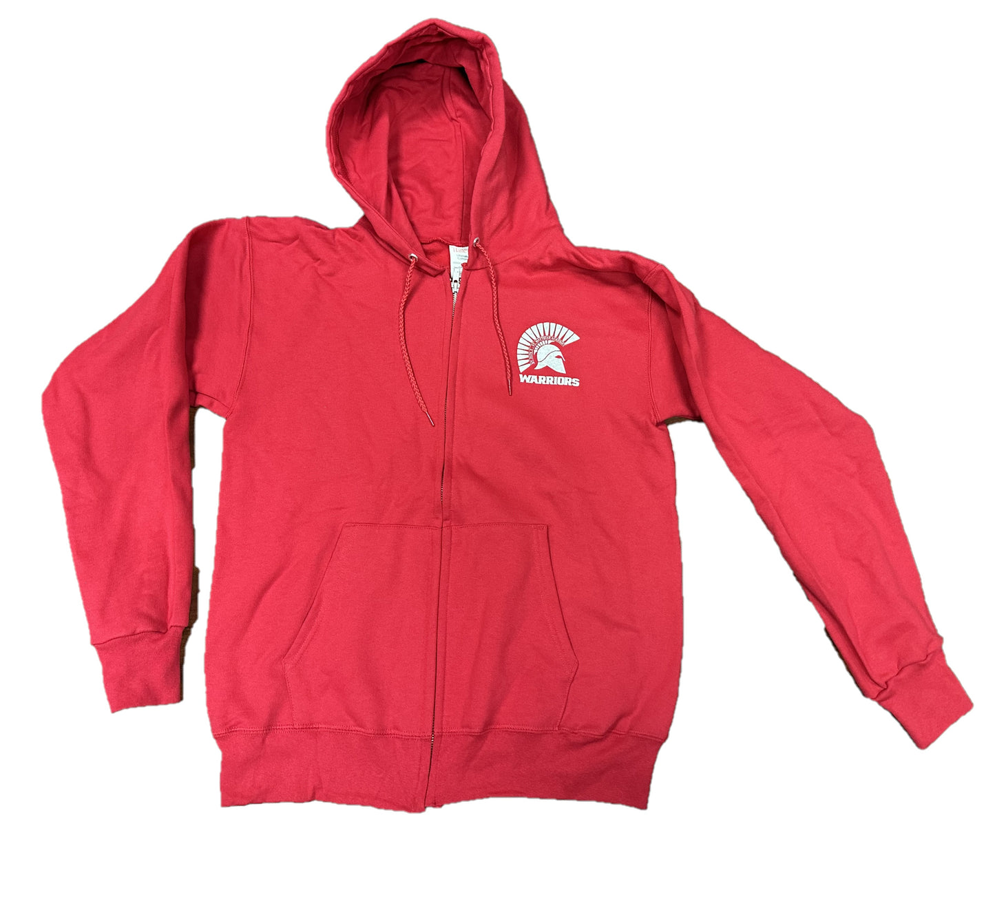 Warrior Red Zip Up Hoodie with Silver Warrior
