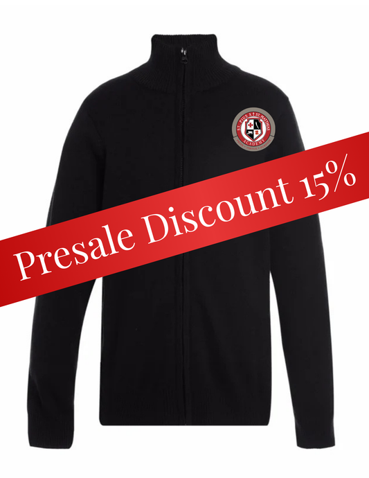 Long Sleeve Full Zip Sweater Black